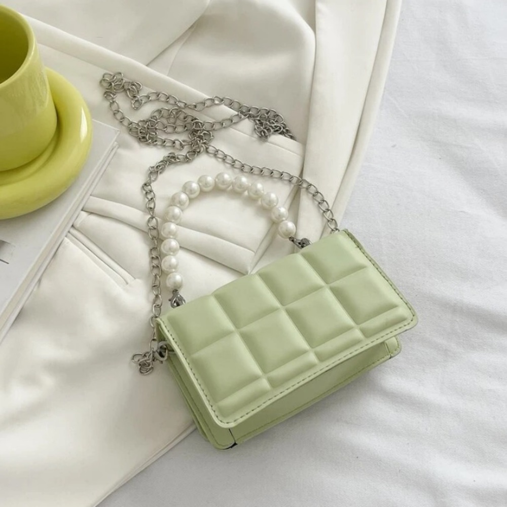- Shein/ Mini faux pearl beaded flap chain square bag - Picture 2 of 10